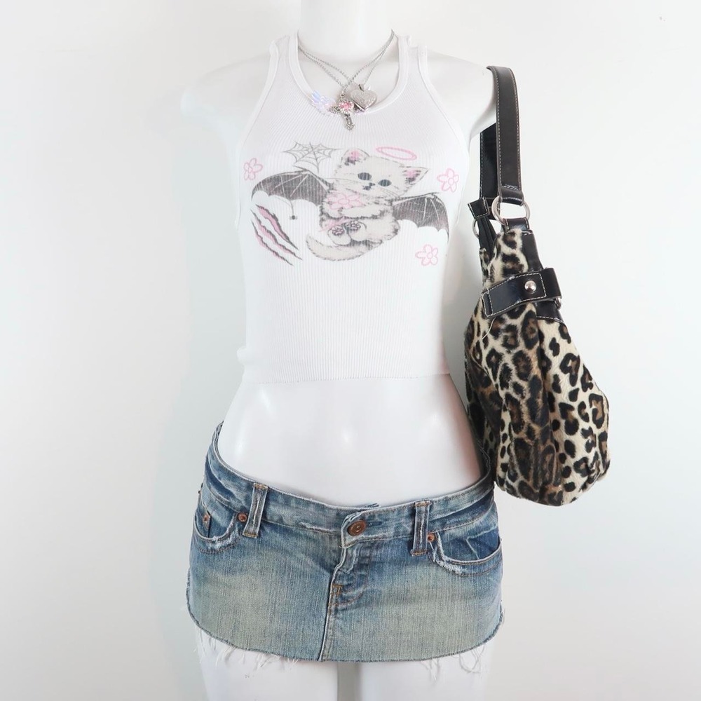 y2k Halloween kitten tank | 2000s cute cat graphic ribbed cami | fairycore kitte